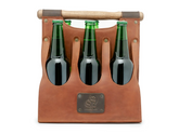Leather Beer Carrier 6-Pack Bottle Caddy